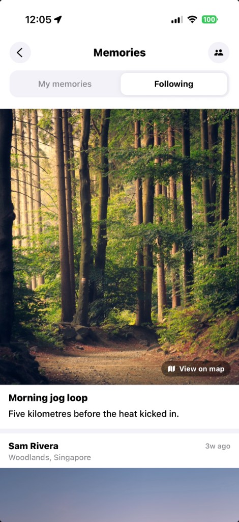 Feed of memories from friends you follow